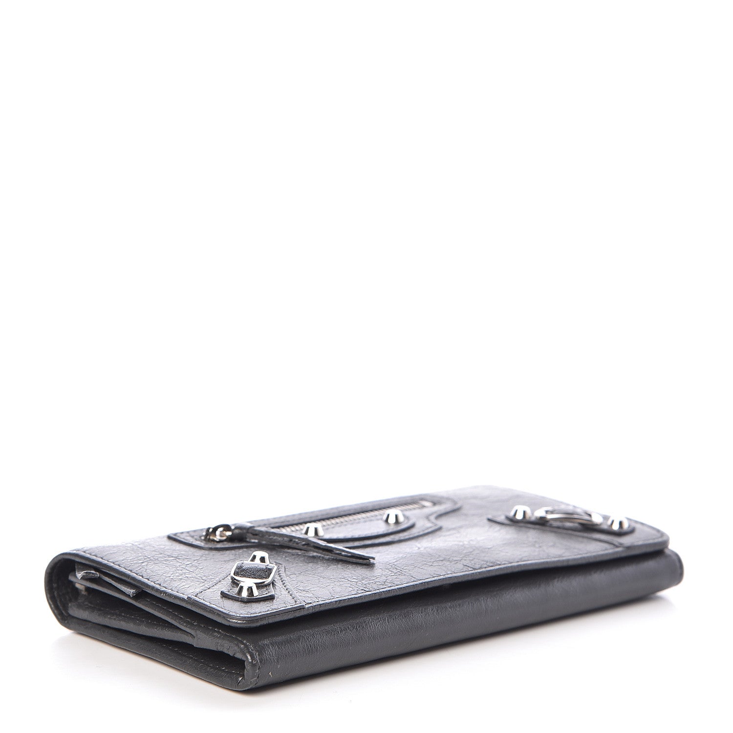 Balenciaga Agneau Classic Silver Hardware Money Wallet Gris Fossile 4 of 8