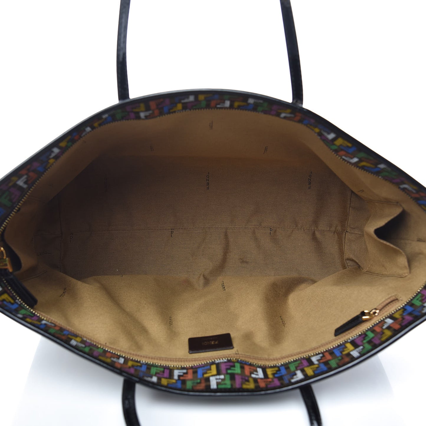 Zucca Spalmati Patent Zucchino Screen Print Medium Roll Tote Tobacco Multicolor Black