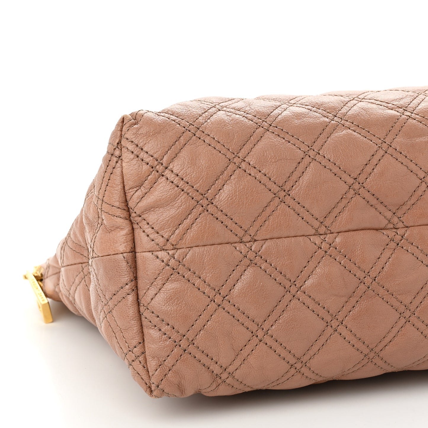 Lacquered Goatskin Quilted Karlie Satchel Brown