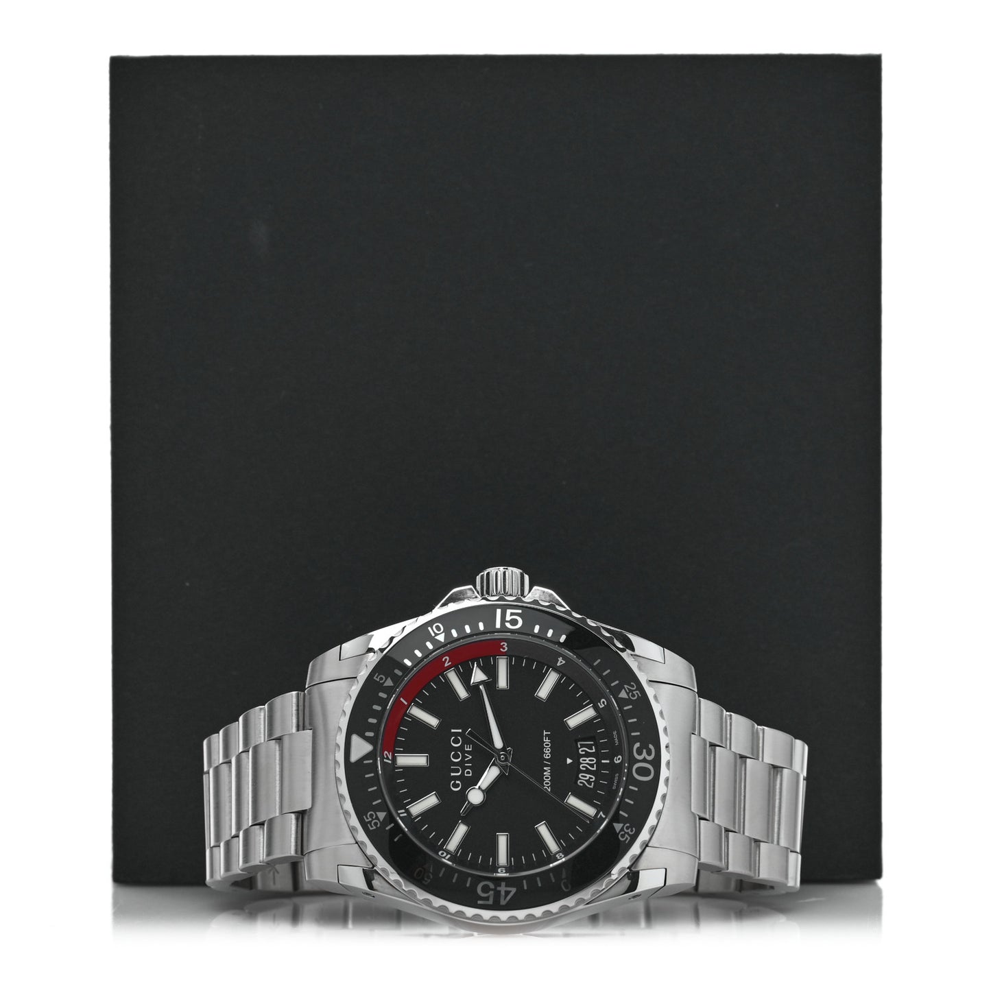 Stainless Steel 45mm Dive GMT Quartz Watch Black
