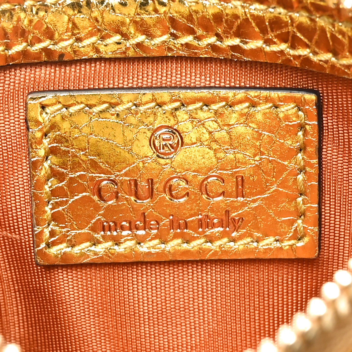 Gucci Metallic Crinkled Calfskin Matelasse GG Marmont Zip Key Pouch Gold 5 of 6