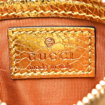 Gucci Metallic Crinkled Calfskin Matelasse GG Marmont Zip Key Pouch Gold 5 of 6