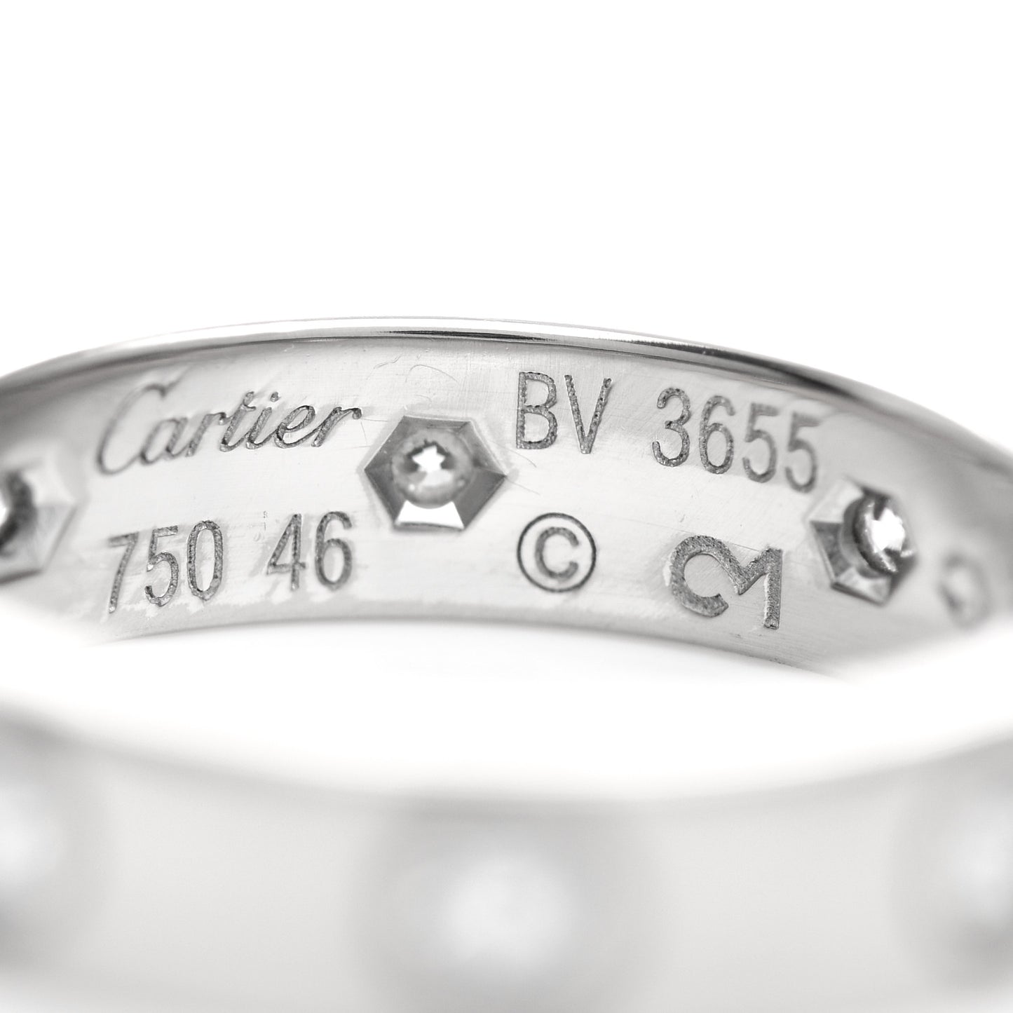 18K White Gold 8 Diamond 4mm Wedding Band LOVE Ring 46 3.75