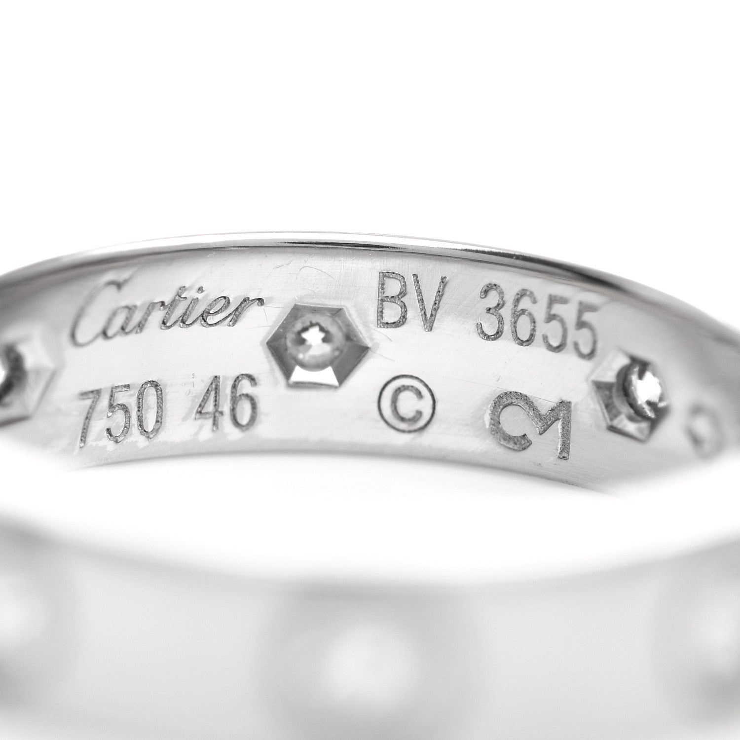 Cartier 18K White Gold 8 Diamond 4mm Wedding Band LOVE Ring 46 3.75 4 of 4