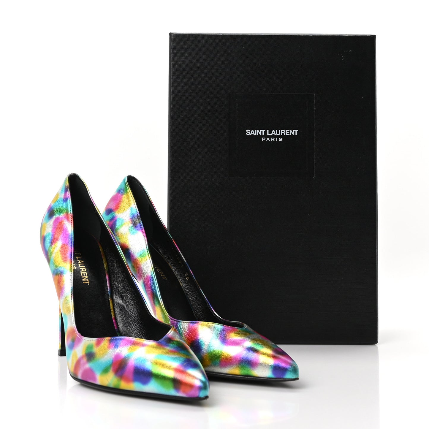 Metallic Calfskin Pumps 38 Silver Multicolor