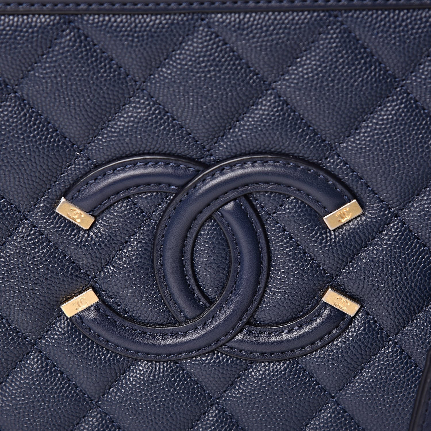Chanel Caviar Quilted Medium CC Filigree Vanity Case Navy 8 of 11