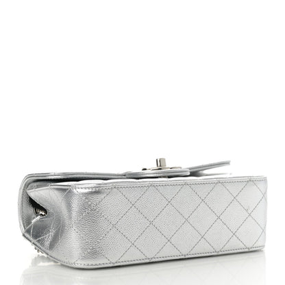 Chanel Metallic Caviar Quilted Mini Rectangular CC Slide Flap Silver 4 of 10