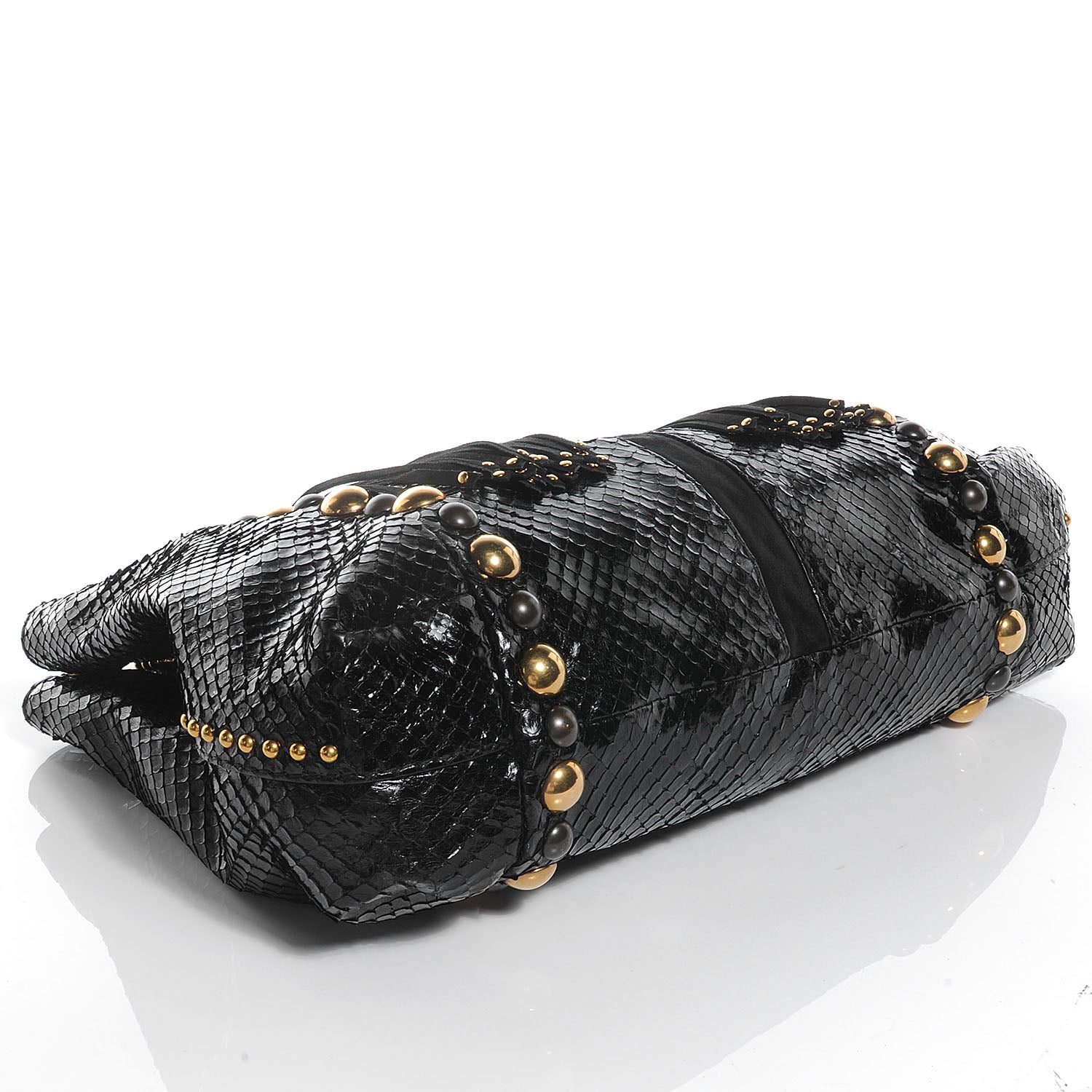 Gucci Python Suede Fringe Large Babouska Tote Black 4 of 7