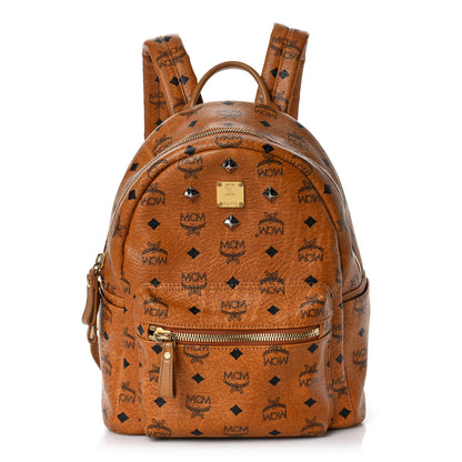 MCM Visetos Small Sprinkle Stud Stark Backpack Cognac 1 of 8