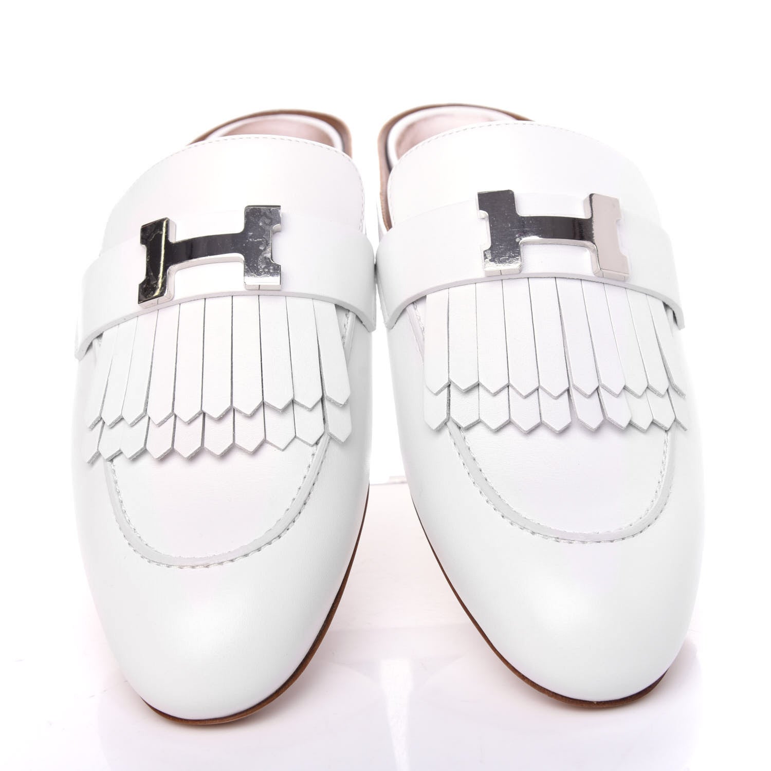 Hermes Goatskin Rivoli Mules 37 White 5 of 9