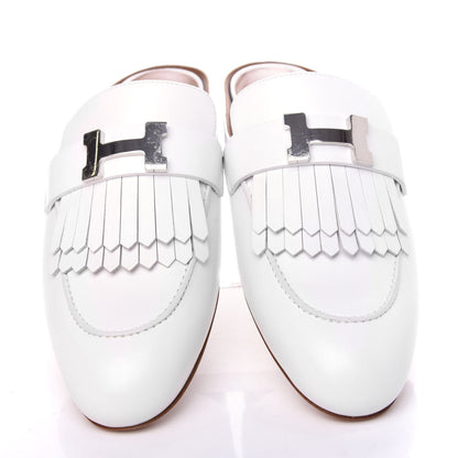 Hermes Goatskin Rivoli Mules 37 White 5 of 9