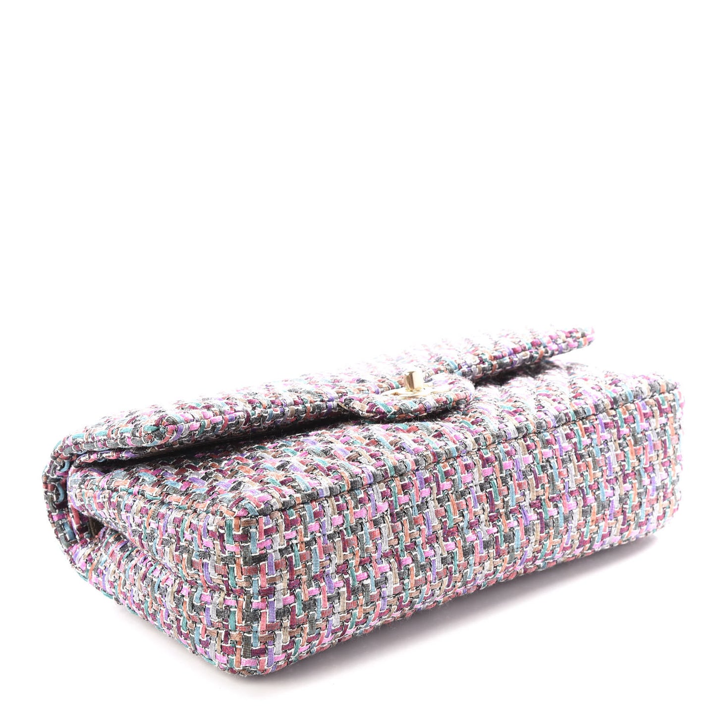 Tweed Quilted Medium Double Flap Burgundy Lilac Multicolor