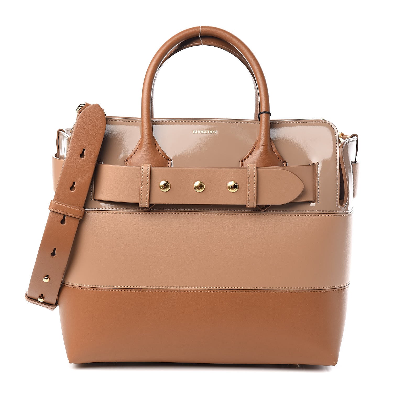 Burberry Soft Grain Calfskin Patent Small Belt Bag Soft Fawn Biscuit 1 of 11