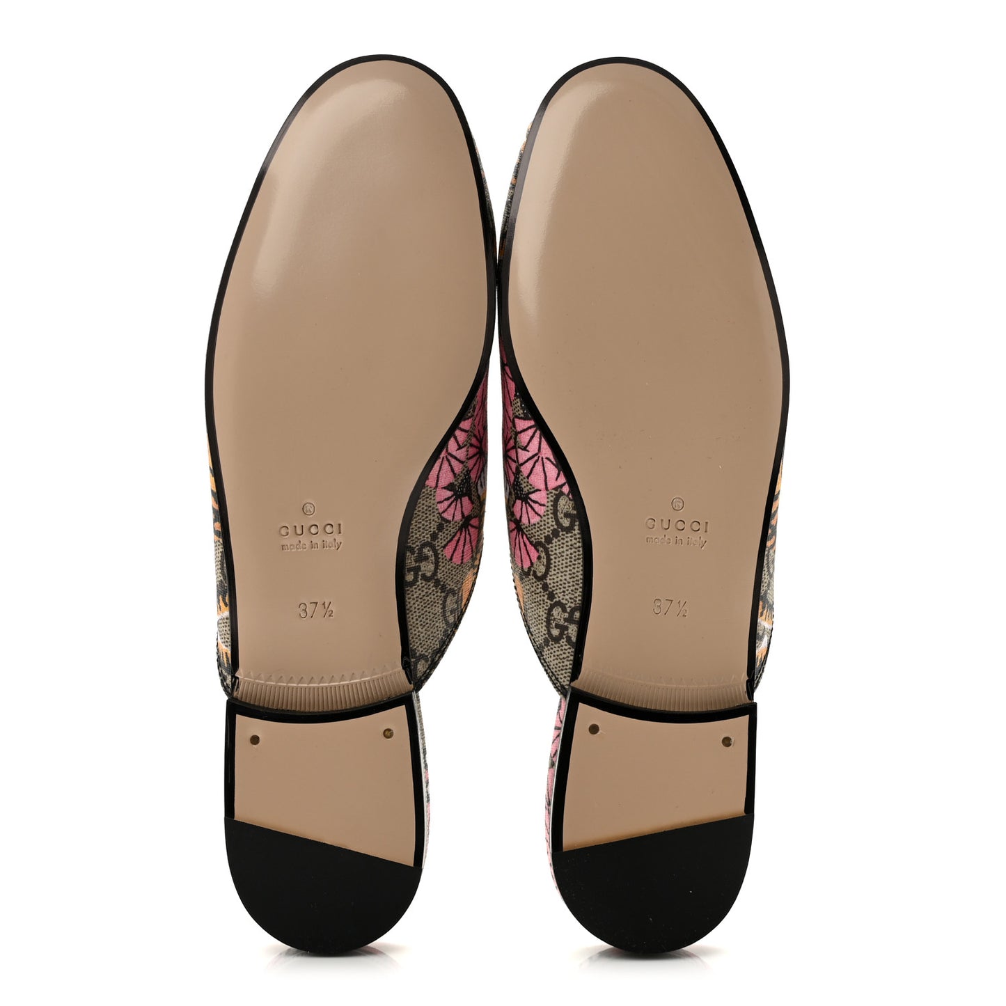 GG Supreme Monogram Bengal Womens Princetown Slippers 37.5 Beige Crop Pink