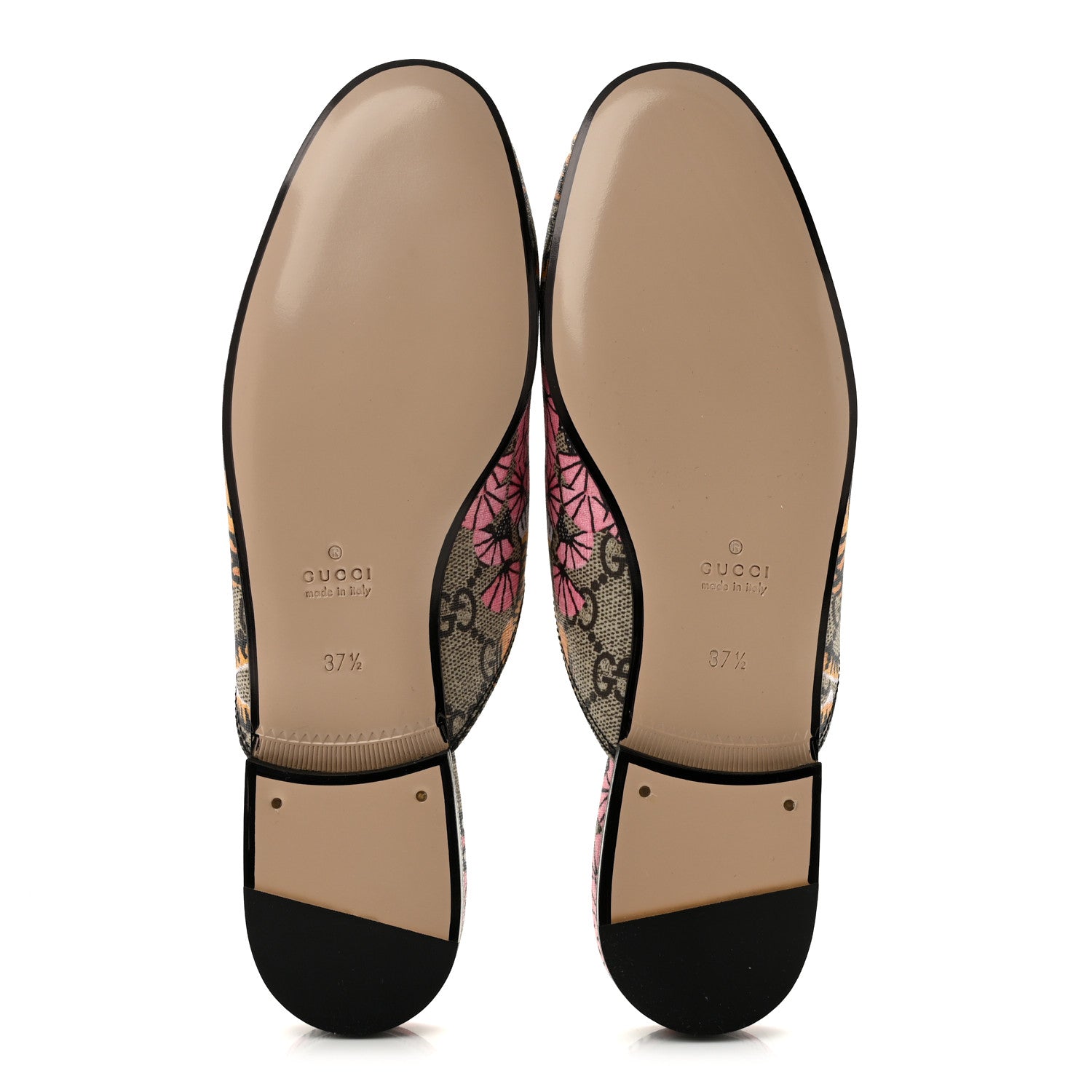 Gucci GG Supreme Monogram Bengal Womens Princetown Slippers 37.5 Beige Crop Pink 6 of 9