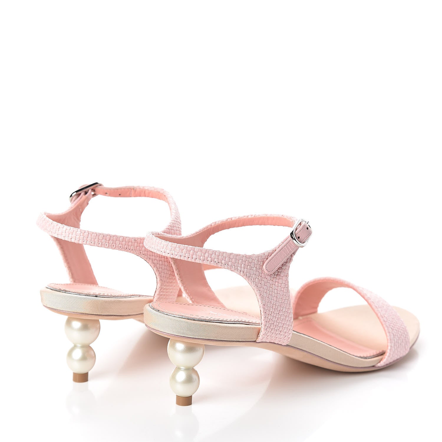 Chanel Fabric Woven Pearl Strappy Sandals 38 Pink 4 of 7