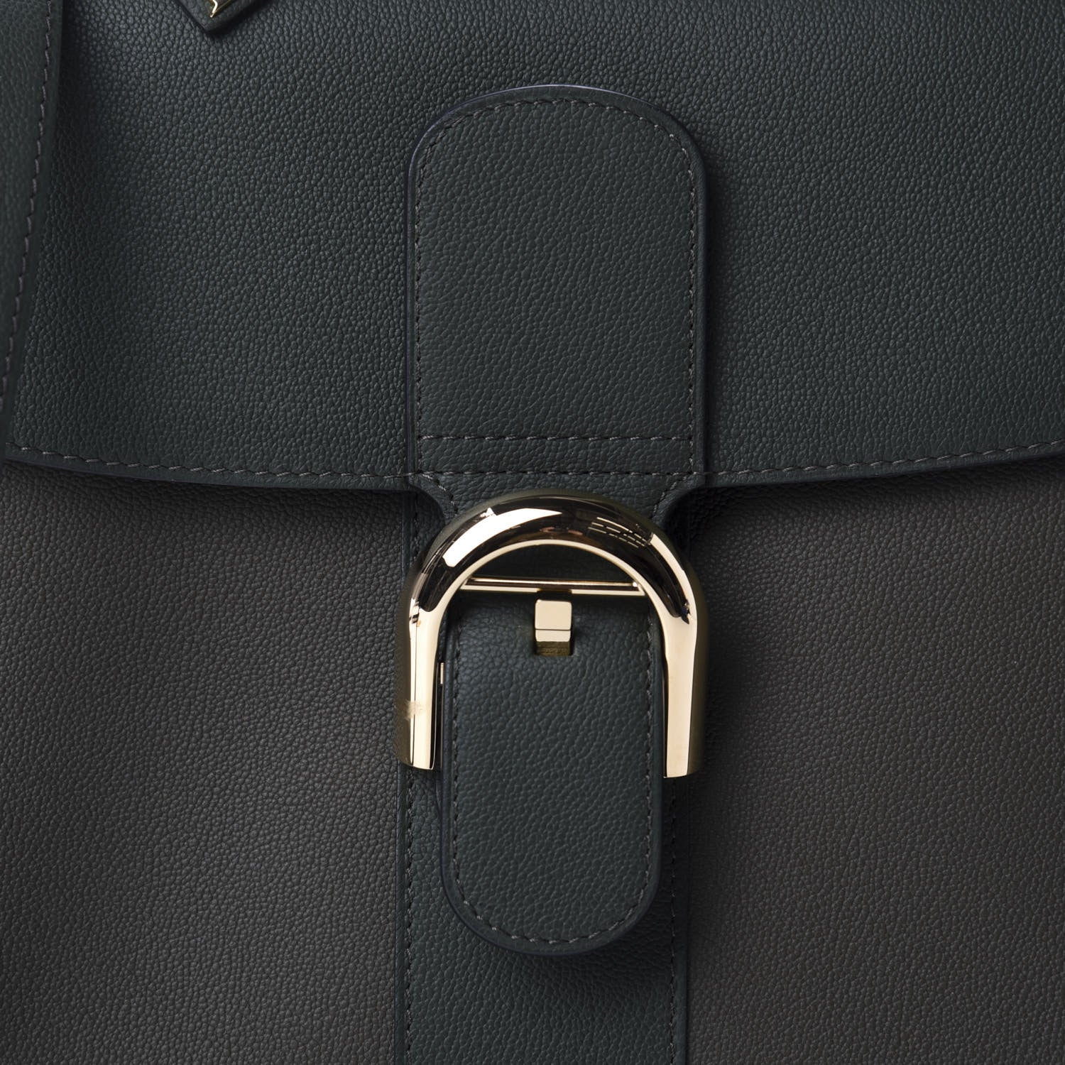 Delvaux Grained Calfskin Bi-Color Brillant MM Satchel Kaki 11 of 12