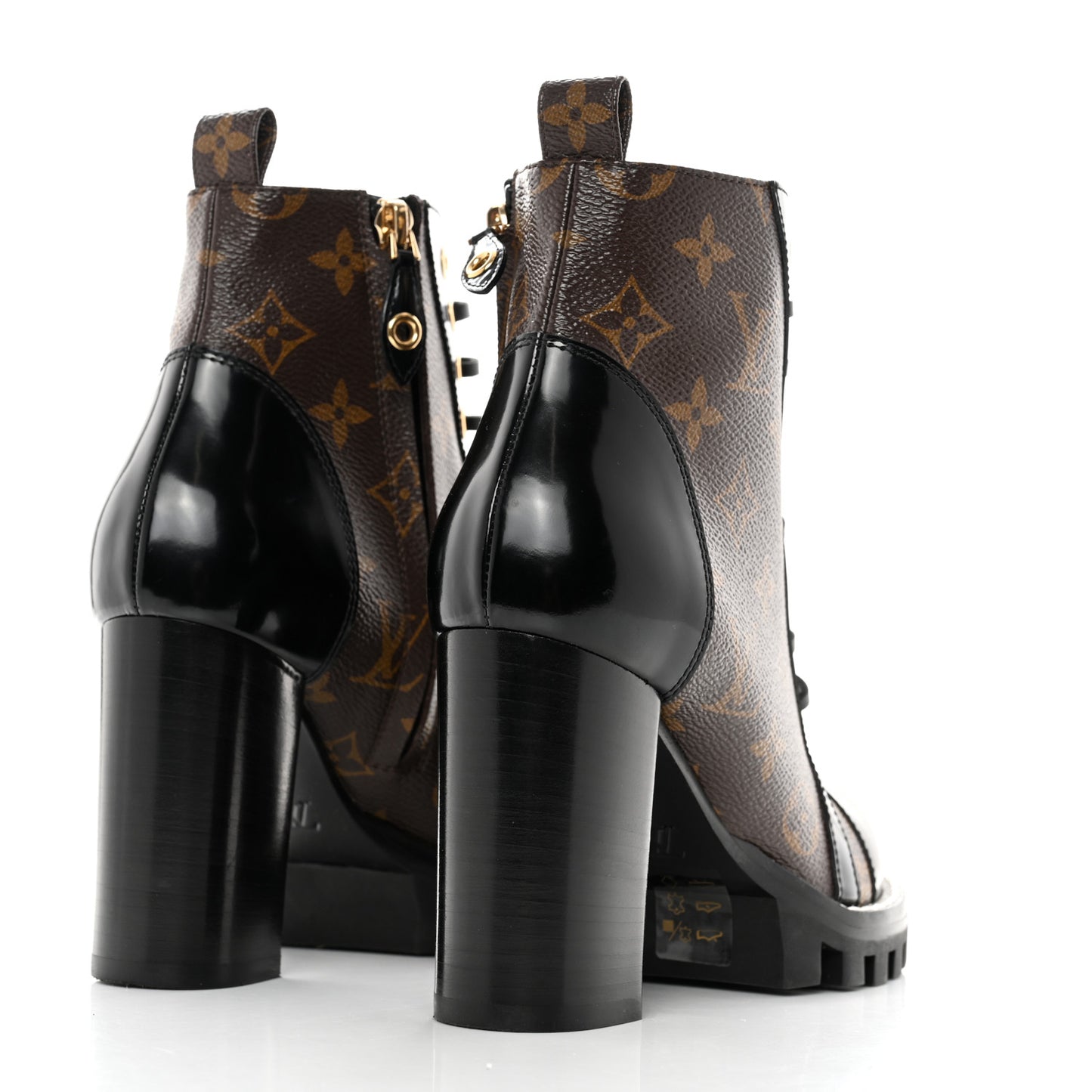 Patent Calfskin Monogram Star Trail Ankle Boots 36.5 Black