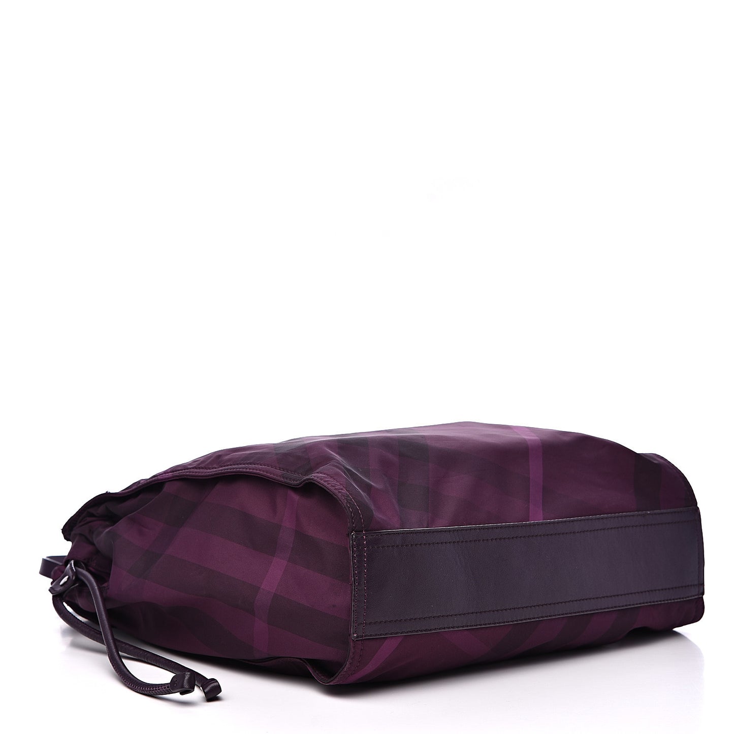 Nylon Check Small Buckleigh Packable Tote Purple