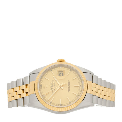Rolex Stainless Steel 18K Yellow Gold 36mm Oyster Perpetual Datejust Watch Champagne 16233 2 of 4