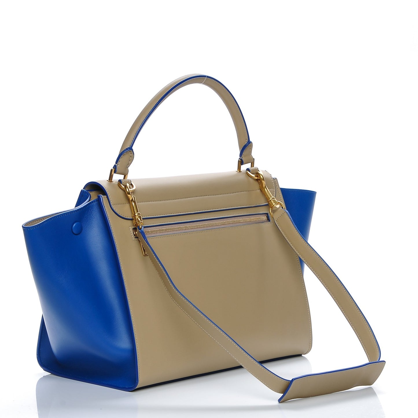 Satin Calfskin Medium Bi-Color Trapeze Bright Blue