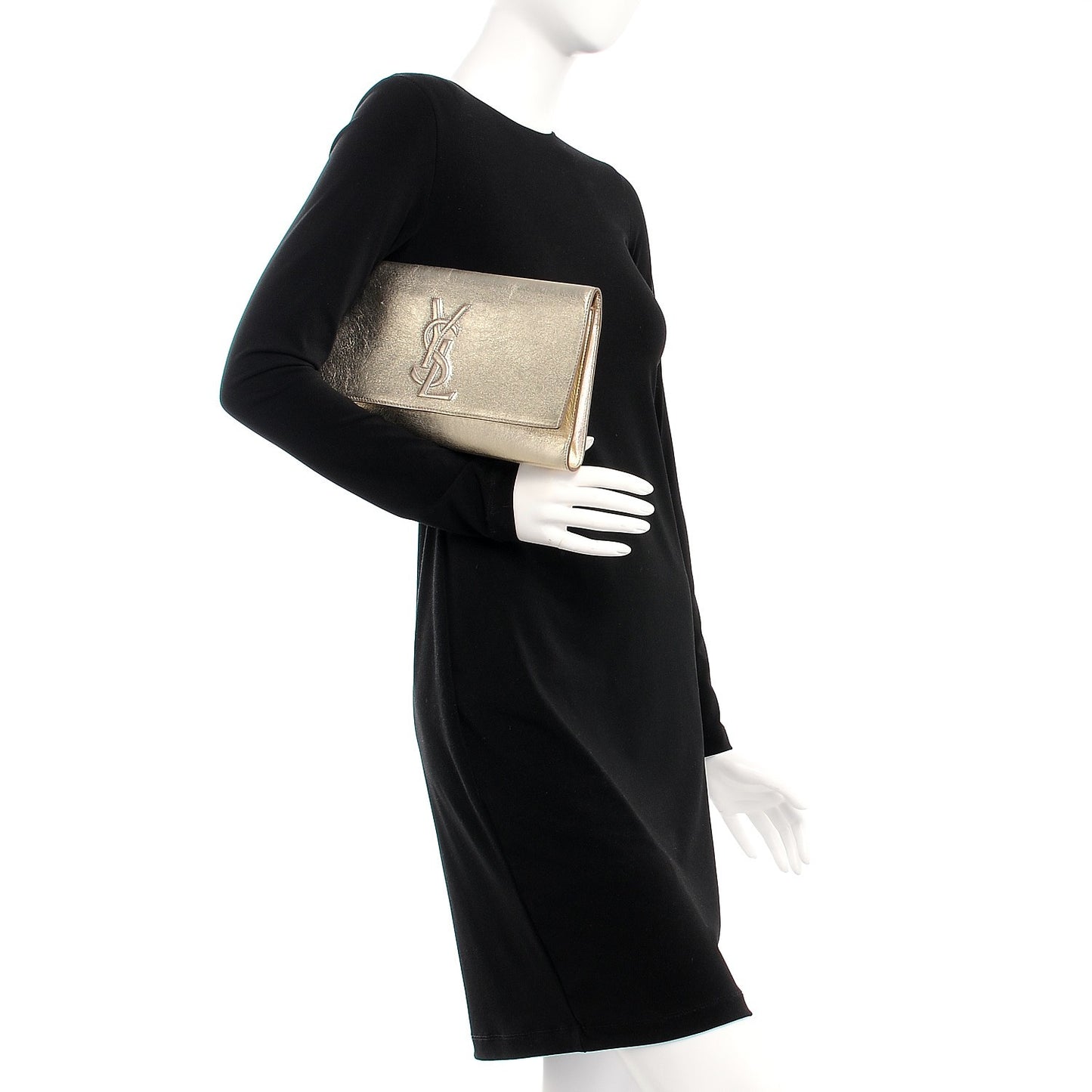 Metallic Calfskin Monogram Large Belle De Jour Clutch Gold