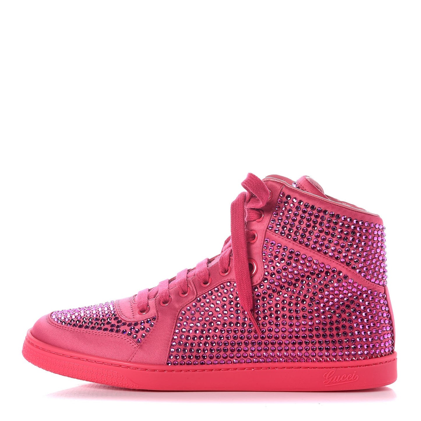 Satin Crystal High Top Sneakers 39 Pink