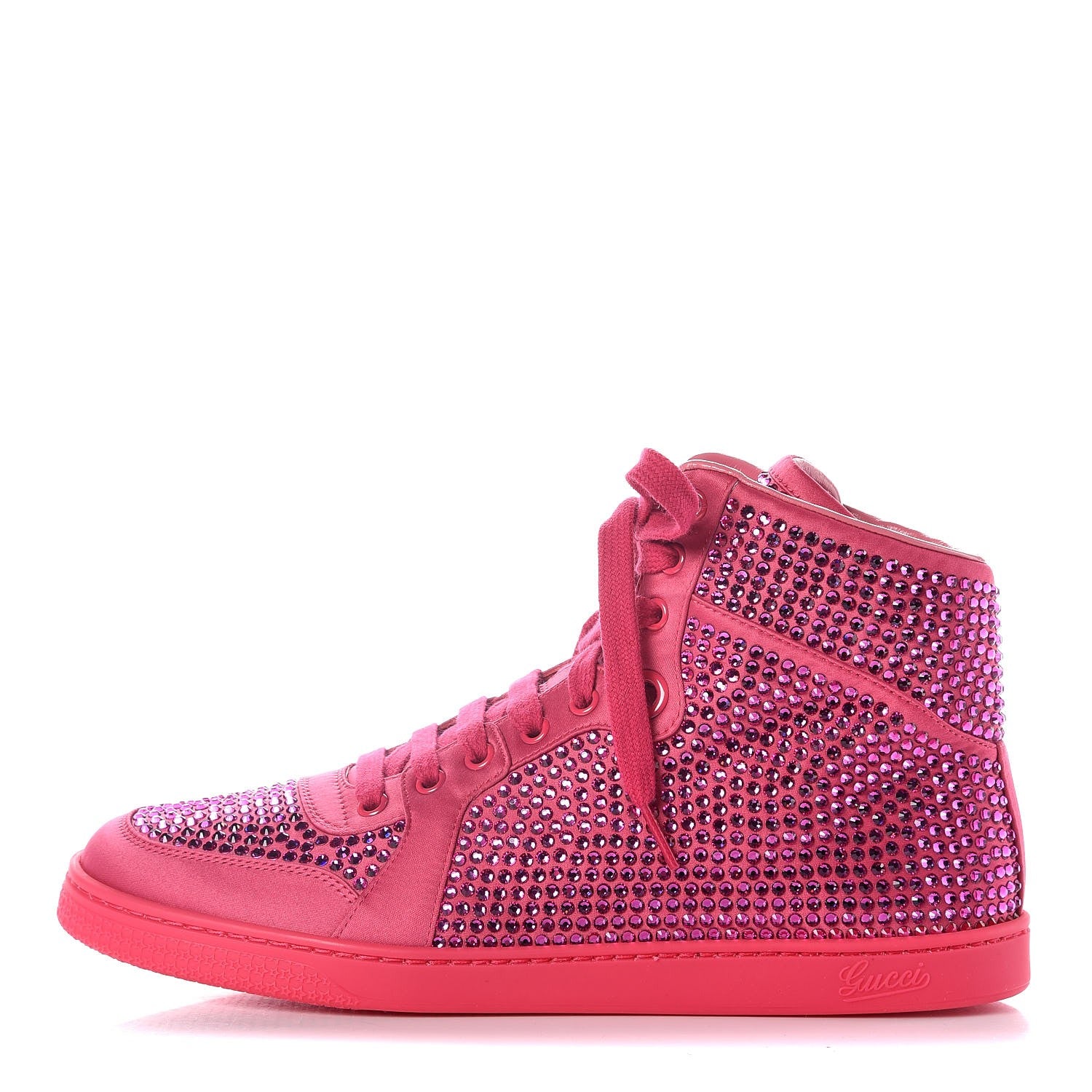 Gucci Satin Crystal High Top Sneakers 39 Pink 1 of 7