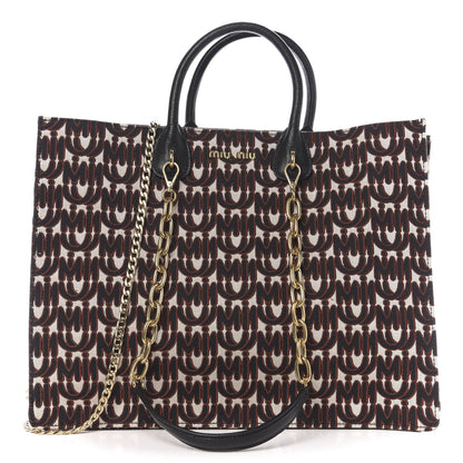 Miu Miu Jacquard Madras Logo Tote Black 1 of 8