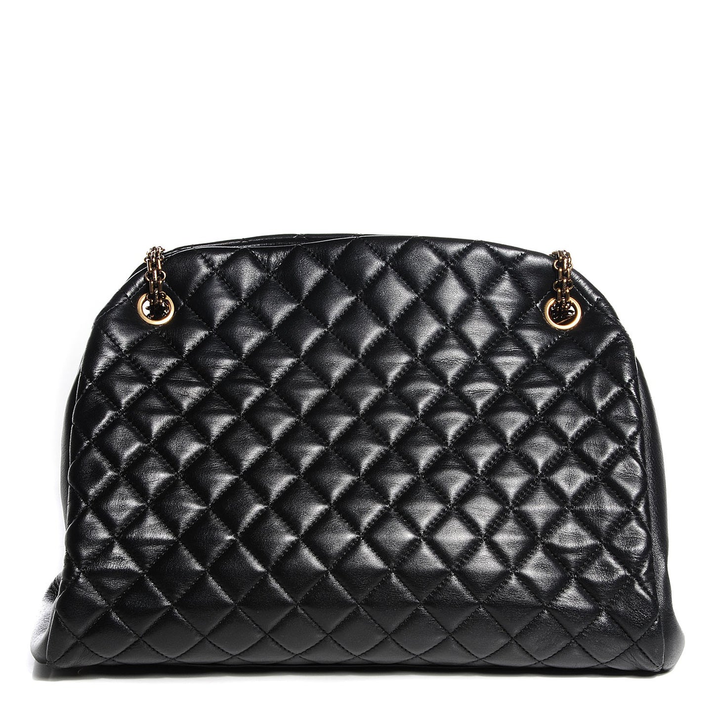 Lambskin Quilted Large Just Mademoiselle Bowling Bag Black