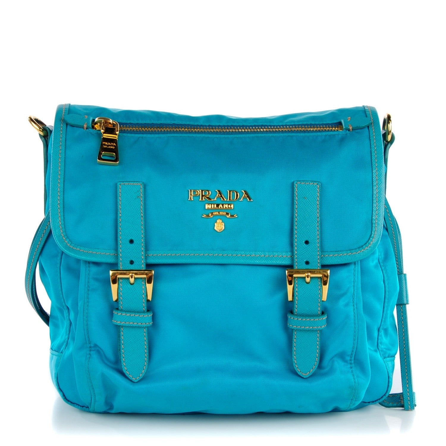 Prada Tessuto Nylon Saffiano Messenger Bag Turchese 1 of 8