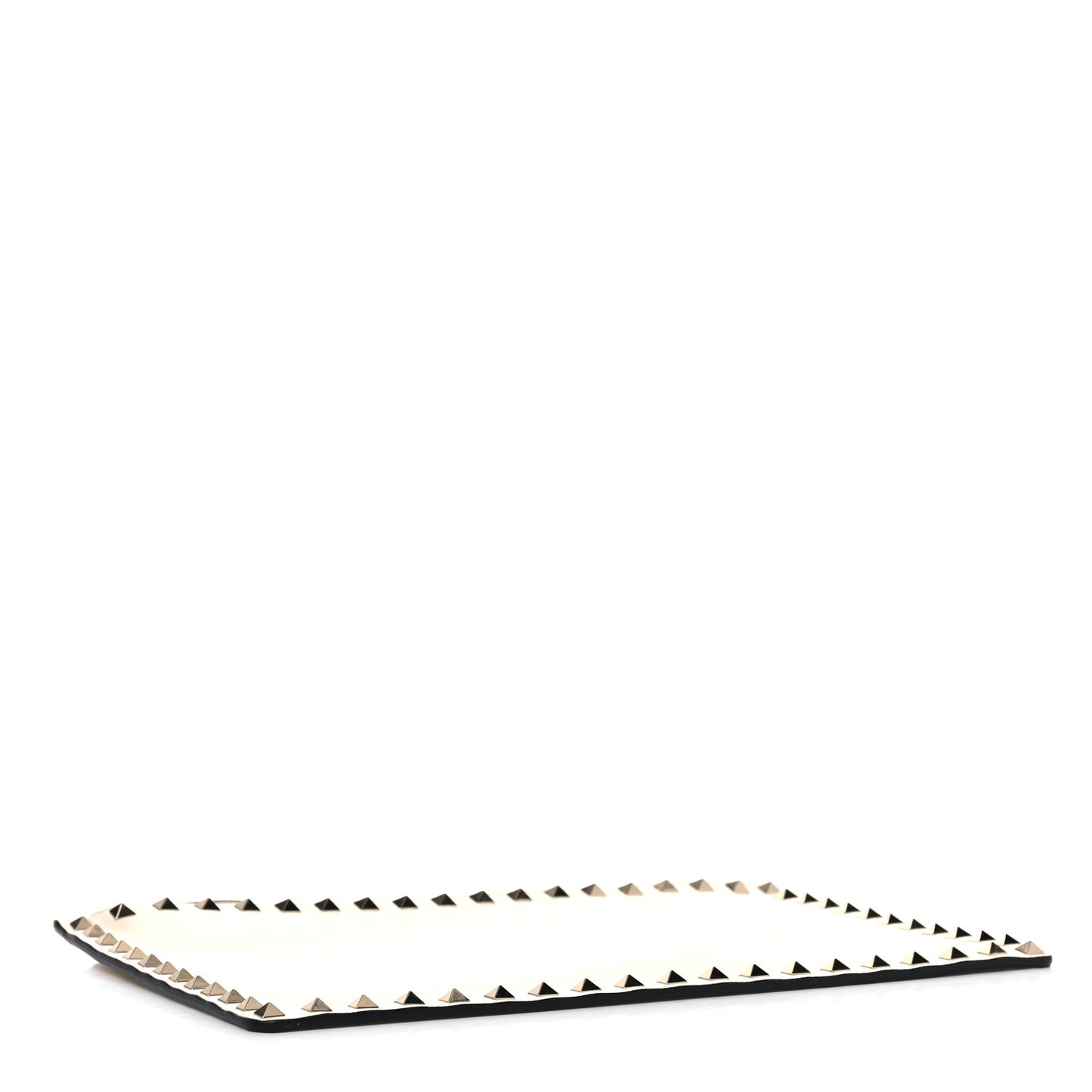 Vitello Large Rockstud Zip Pouch Light Ivory