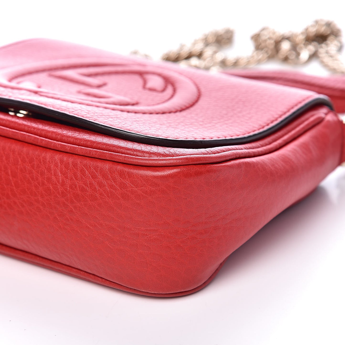 Pebbled Calfskin Small Soho Flap Crossbody Red