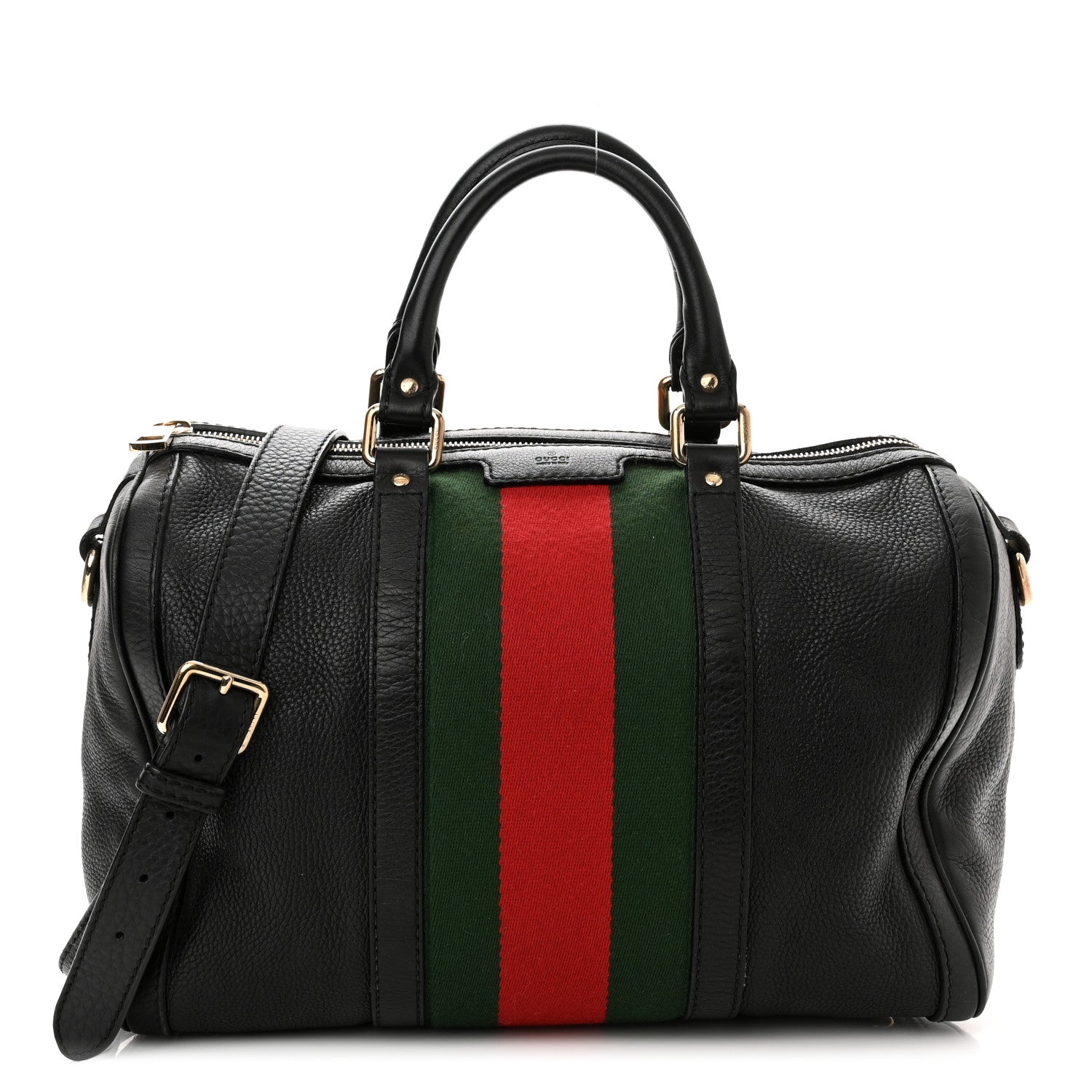 Gucci Calfskin Vintage Web Medium Boston Black 1 of 14
