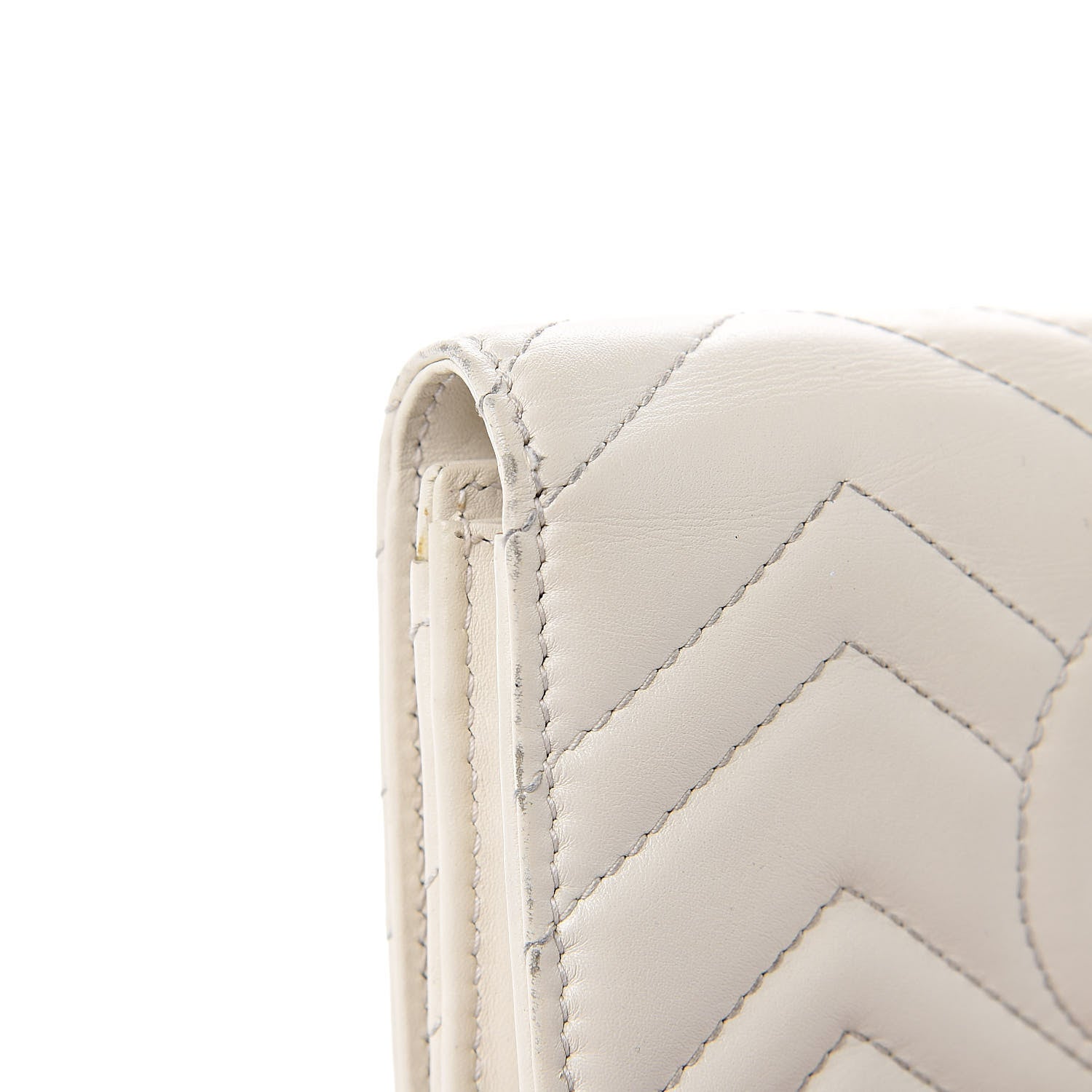Gucci Calfskin Matelasse GG Marmont Continental Wallet Mystic White 11 of 17