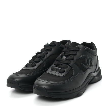 Chanel Lambskin Fabric CC Uniform Sneakers 38 Black 4 of 9
