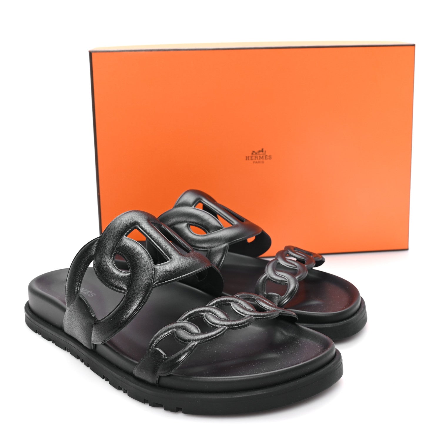 Hermes Nappa Extra Sandals 38 Black 10 of 10