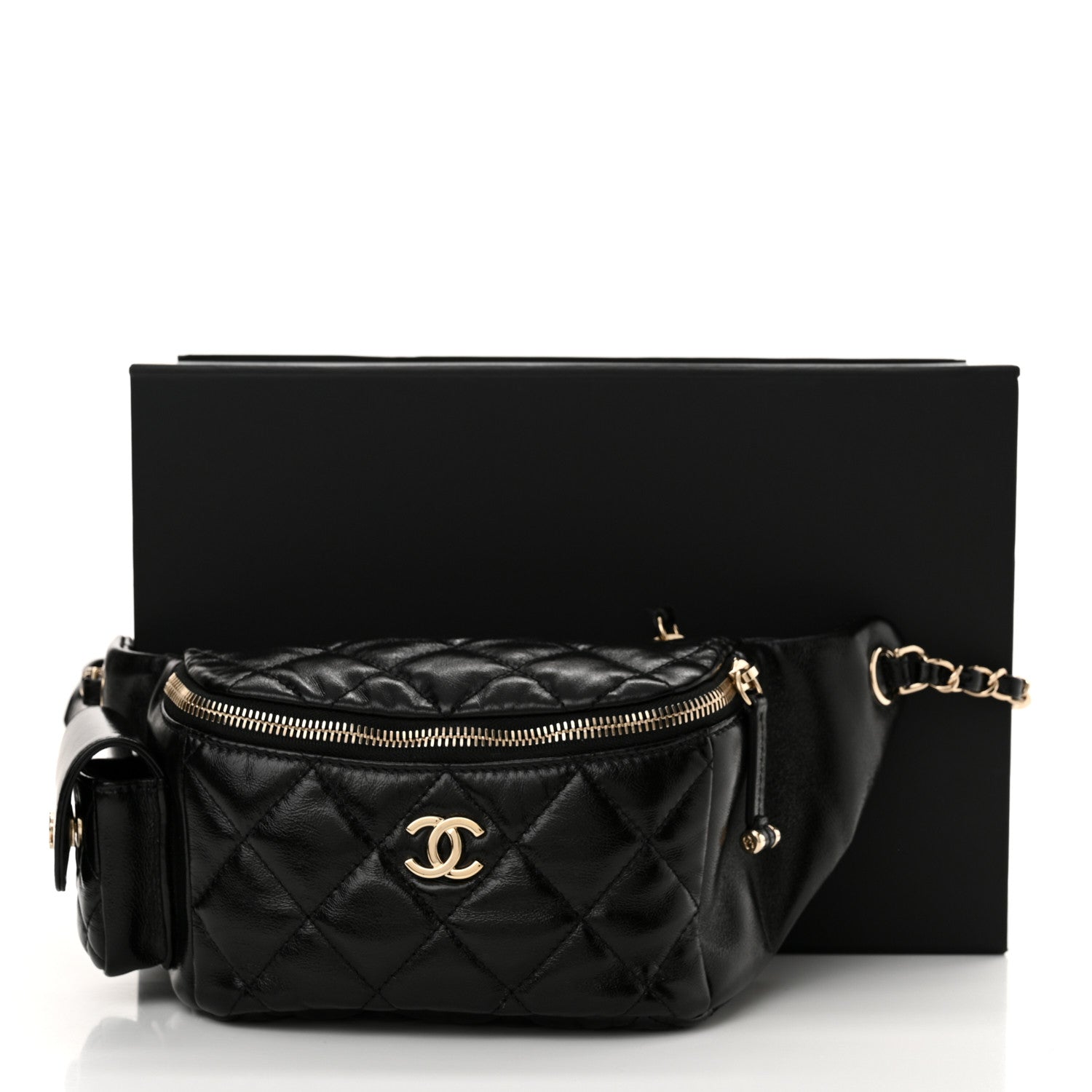 Chanel Shiny Aged Calfskin Quilted Utility Waist Belt Bag Black 11 of 11