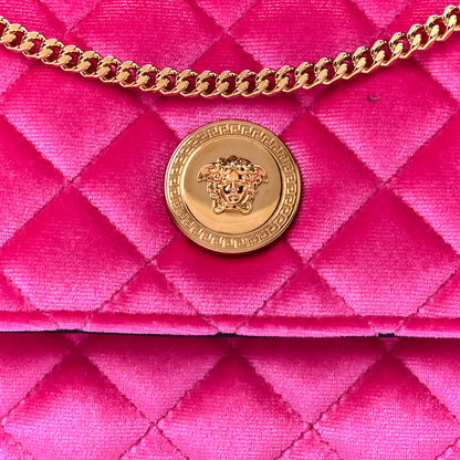 Versace Velvet Quilted Medusa Wallet On Chain Pink 8 of 10