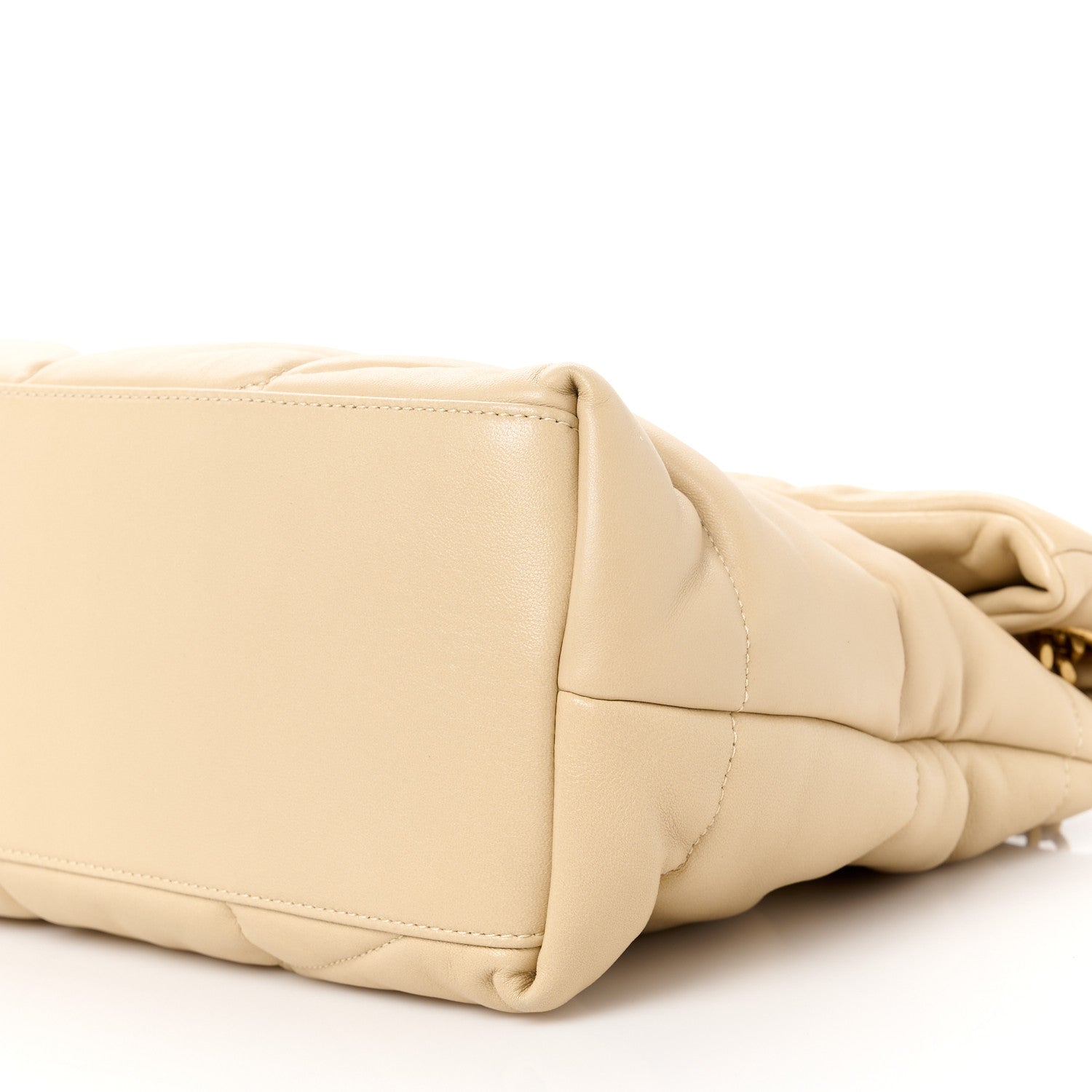 Saint Laurent Lambskin Quilted Medium Loulou Puffer Monogram Chain Satchel Dark Beige 10 of 10