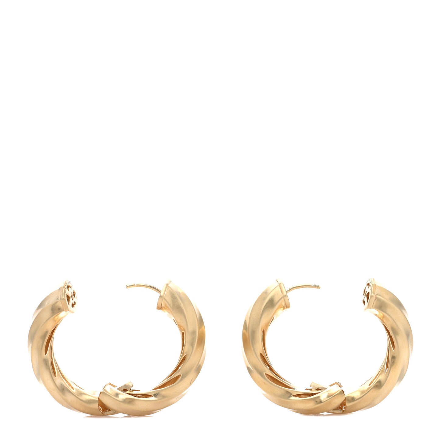 Yellow Gold Cable Edge Hoop Earrings