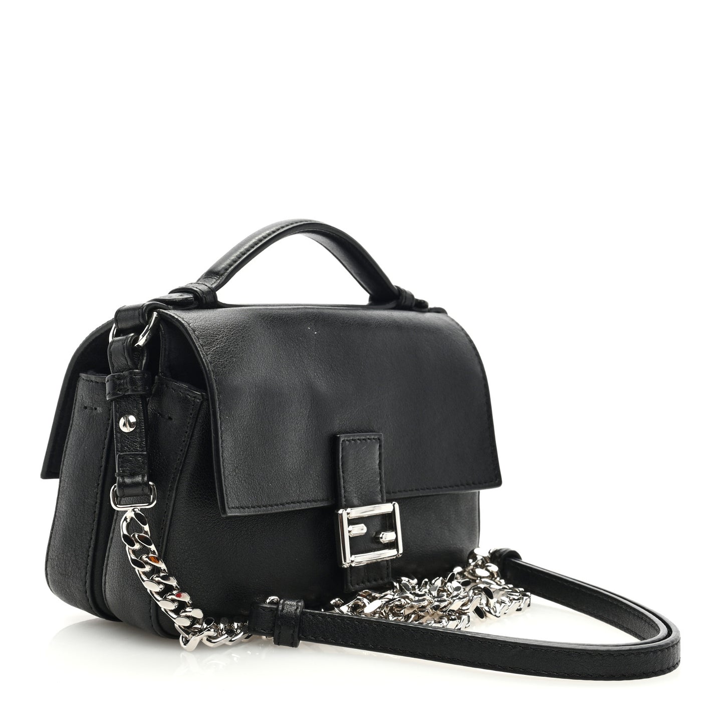 Vitello Dolce Elaphe Monster Eyes Micro Double Baguette Black Naturale