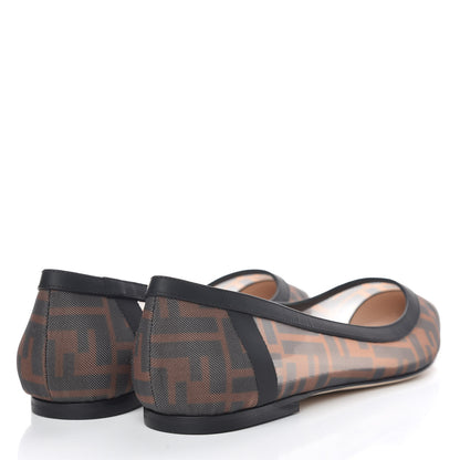 Fendi Mesh FF Skimmer Ballerina Flats 40 Tobacco Moro Black 4 of 7