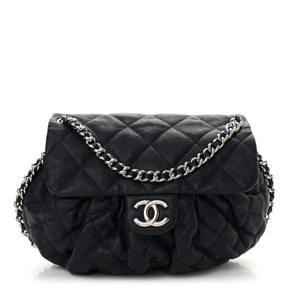 Chanel Washed Lambskin Quilted Medium Chain Around Messenger Navy Blue 1 of 11