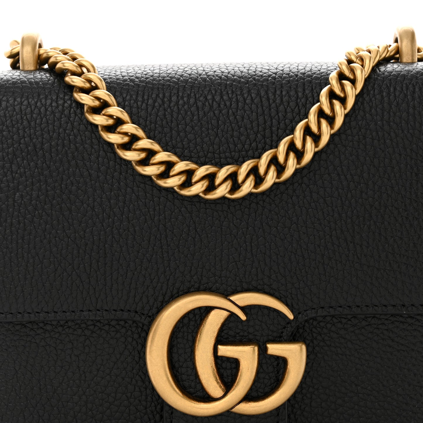 Knight Calfskin Small GG Marmont Chain Handle Bag Black