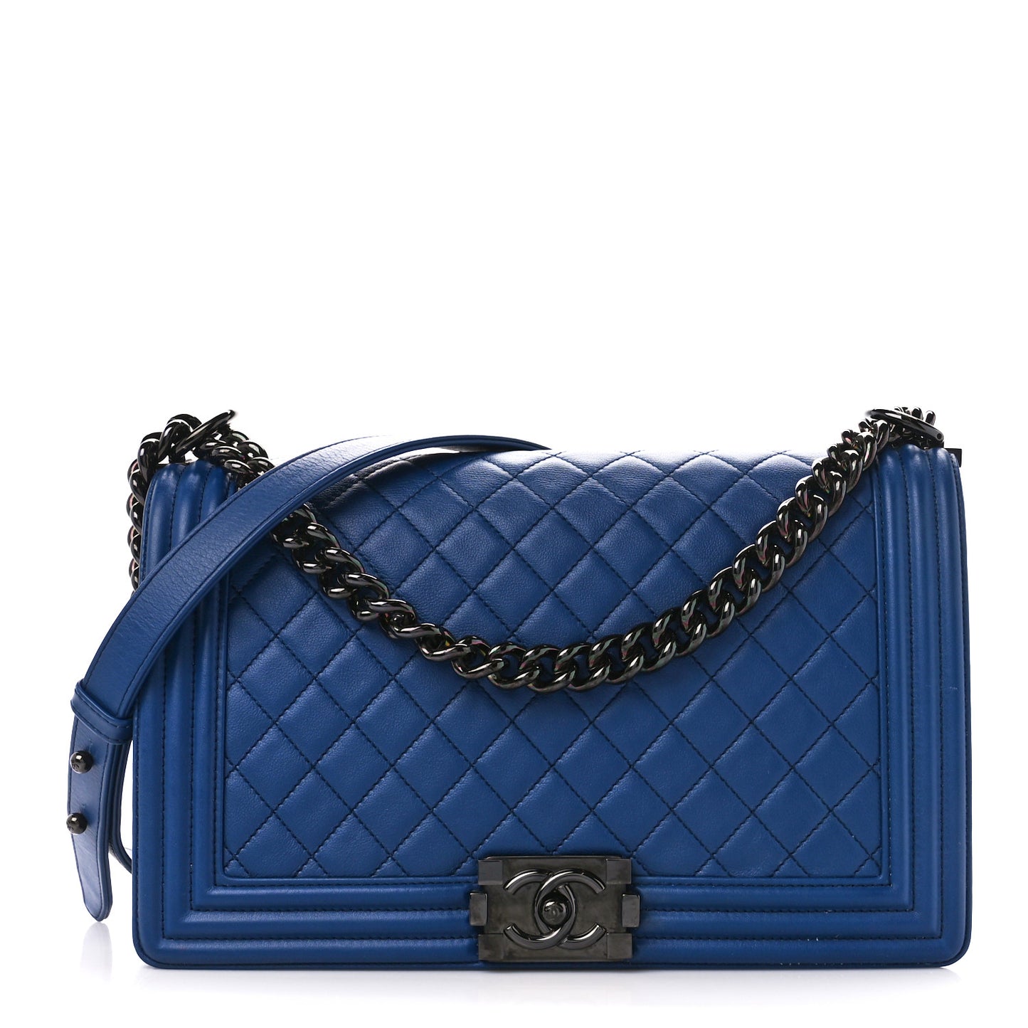 Calfskin Quilted New Medium Boy Flap Blue