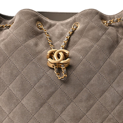 Chanel Suede Quilted Medium Chanel 25 Handbag Dark Grey 8 of 11