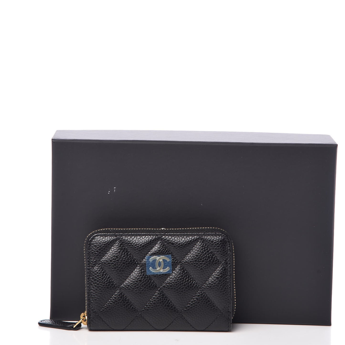 Caviar Quilted Zip Coin Purse Black