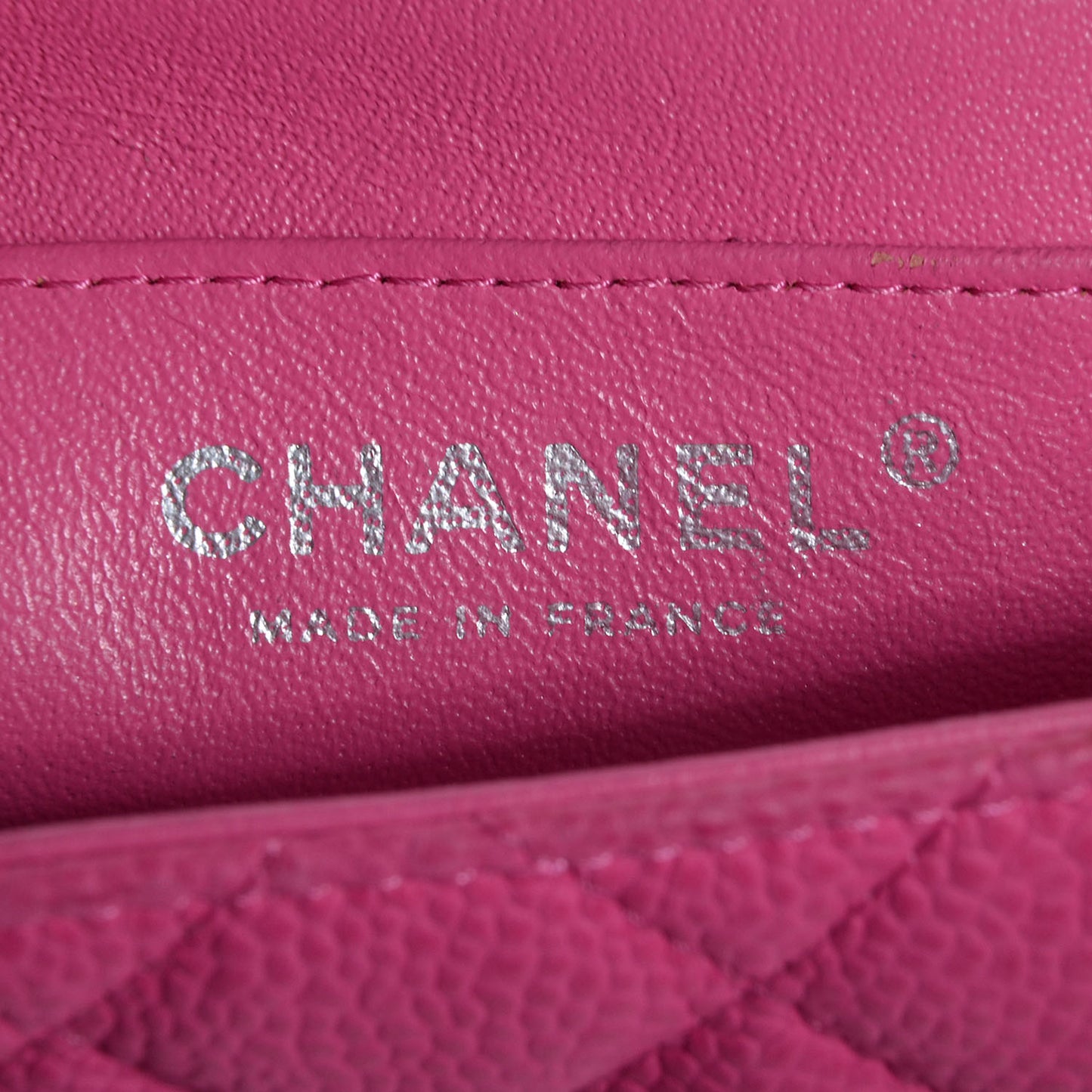 Iridescent Caviar Quilted Mini Square Flap Pink