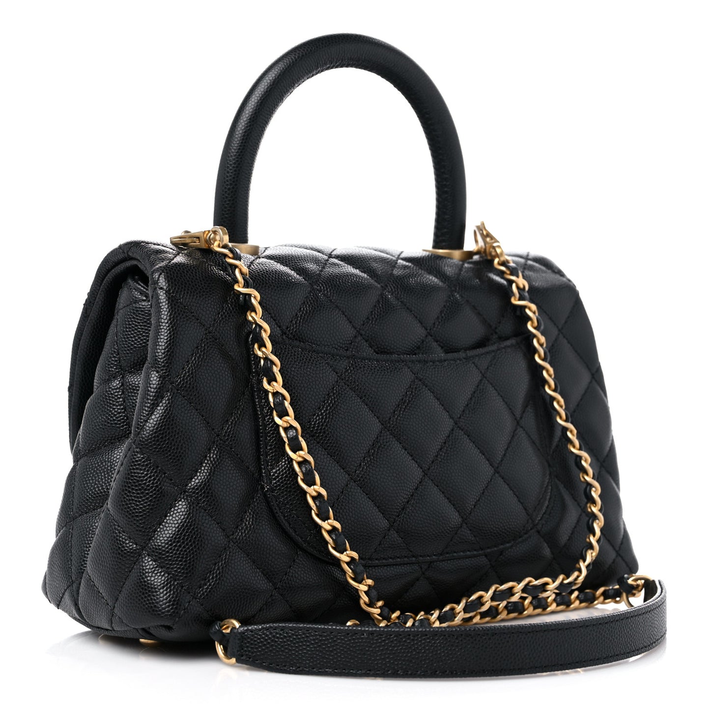 Caviar Quilted Mini Coco Handle Flap Black